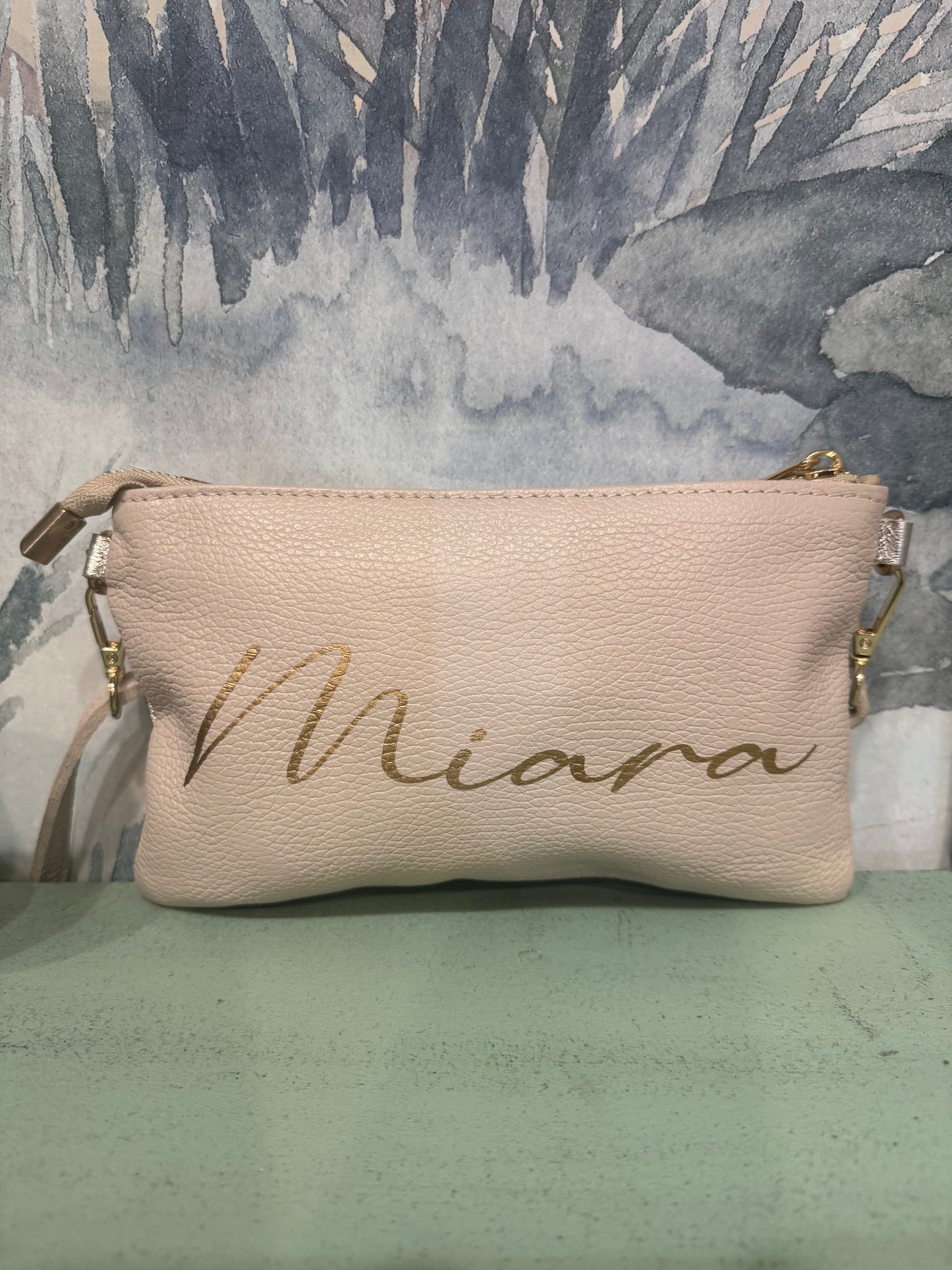 Bolso Piel Beig-Dorado